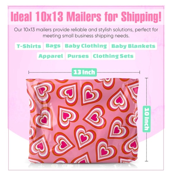 15pcs Pink Heart Pattern Polymailers - Picture 2 of 3